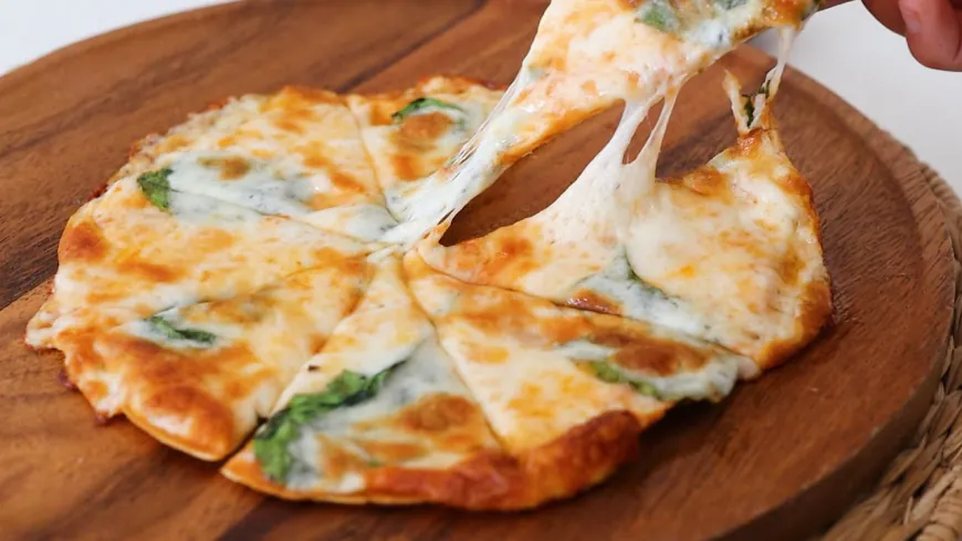 Spinach Mozzarella Tortilla Pizza