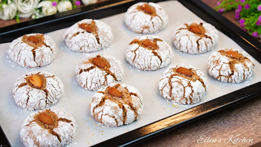 Chocolate Almond Crinkle Cookies