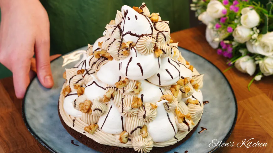 Walnut Chocolate Meringue Cake