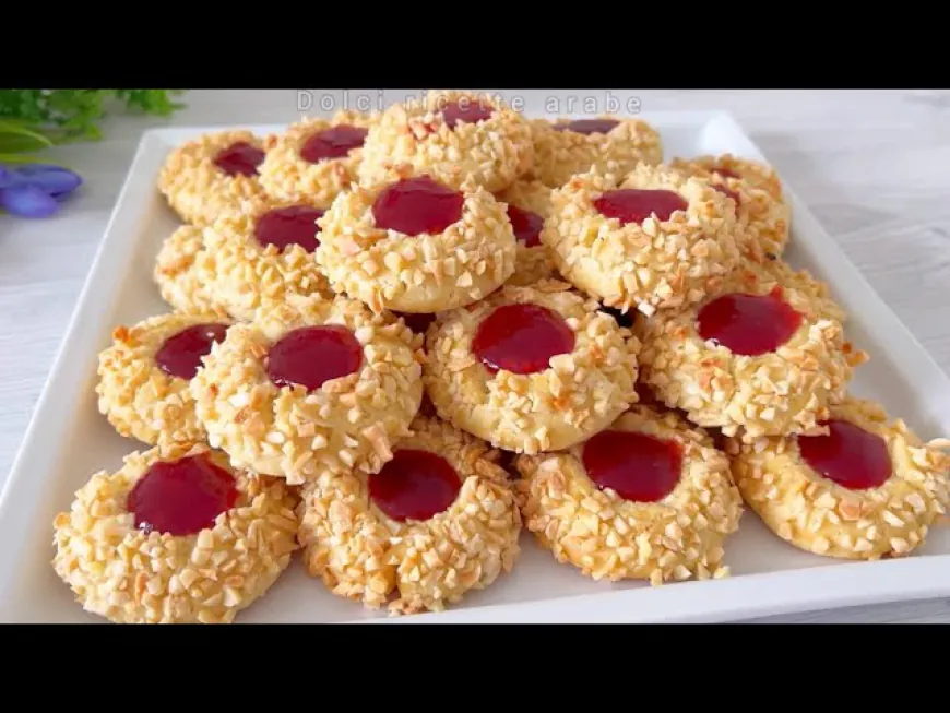 Strawberry Almond Thumbprint Cookies