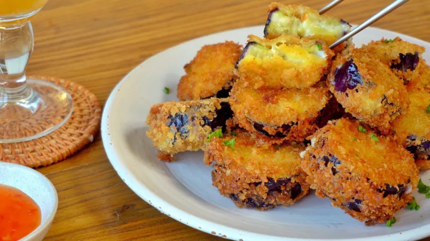 Crispy Stuffed Eggplant Slices