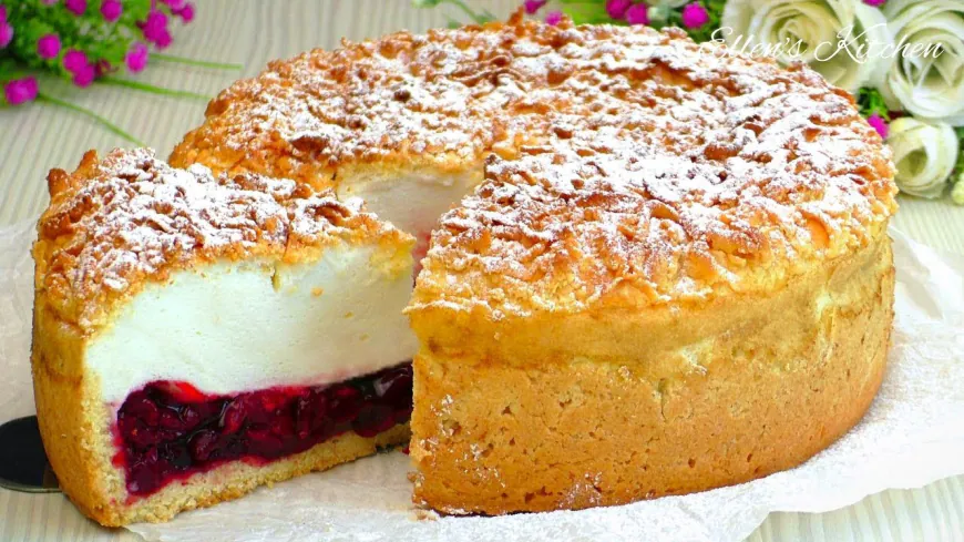 Cherry Custard Crumble Cake