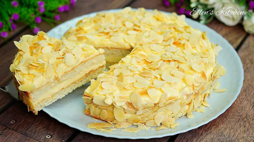 Almond Layer Cake with Cream Filling