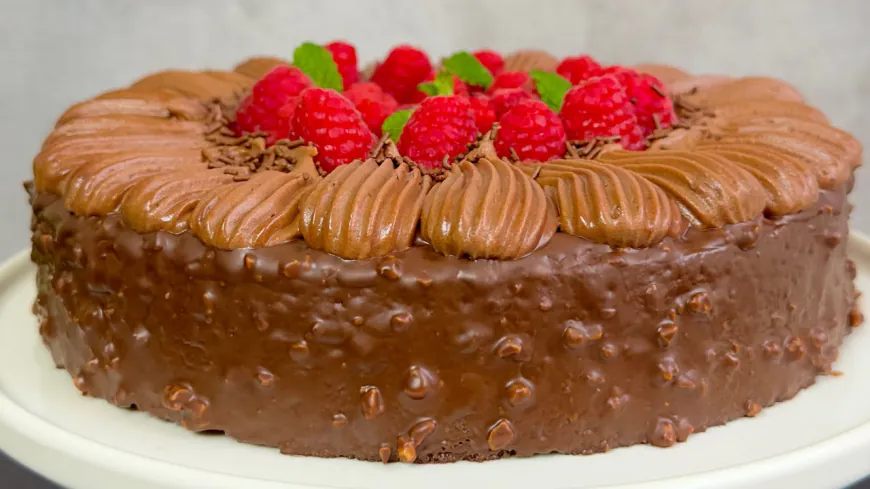 Chocolate Almond Cake with Nutty Topping