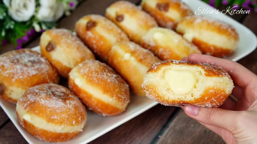 Chocolate and Vanilla Cream Filled Donuts