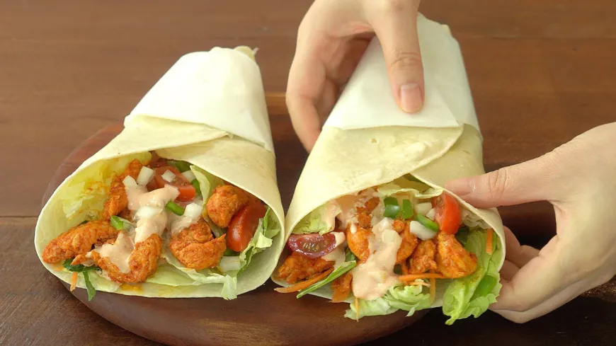 Spicy Chicken Wraps with Yogurt Sriracha Sauce