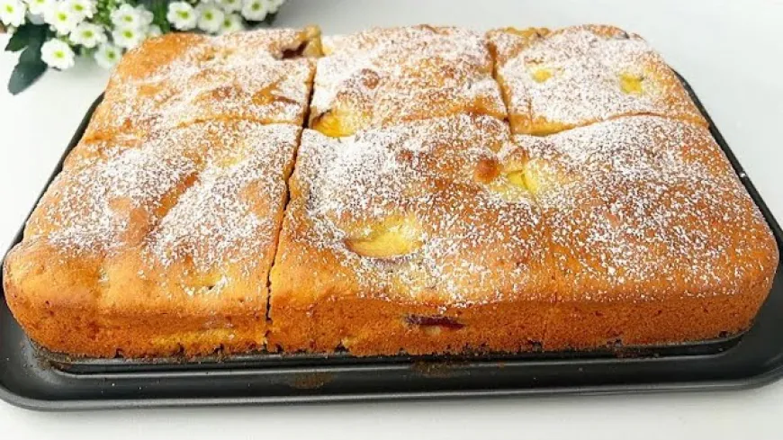 Summer Peach Tray Bake Recipe