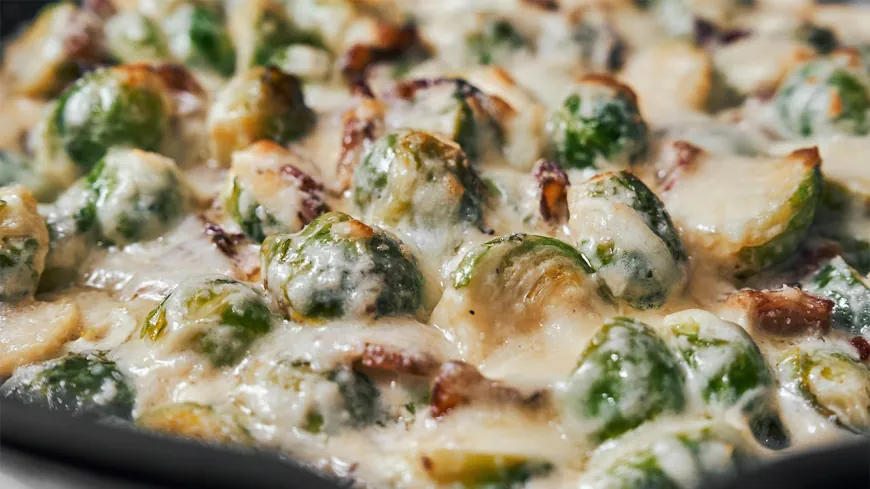 Creamy Bacon Brussels Sprouts Bake Recipe