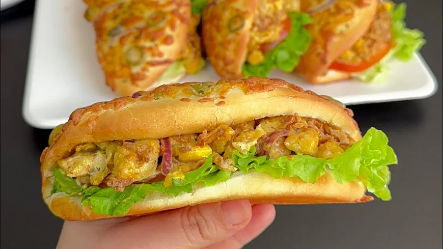 Cheesy Chicken Curry Sandwich Buns Recipe