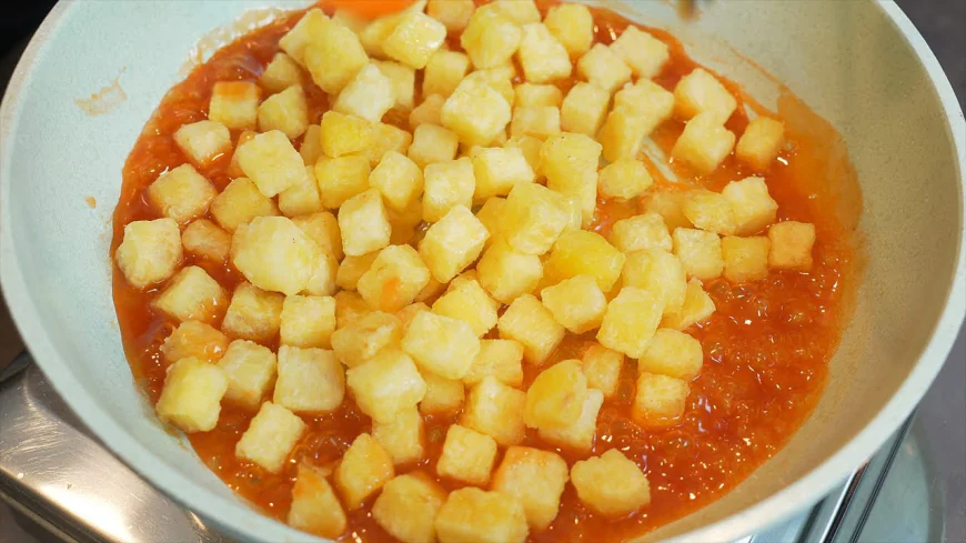 Spicy Glazed Potato Cubes Recipe